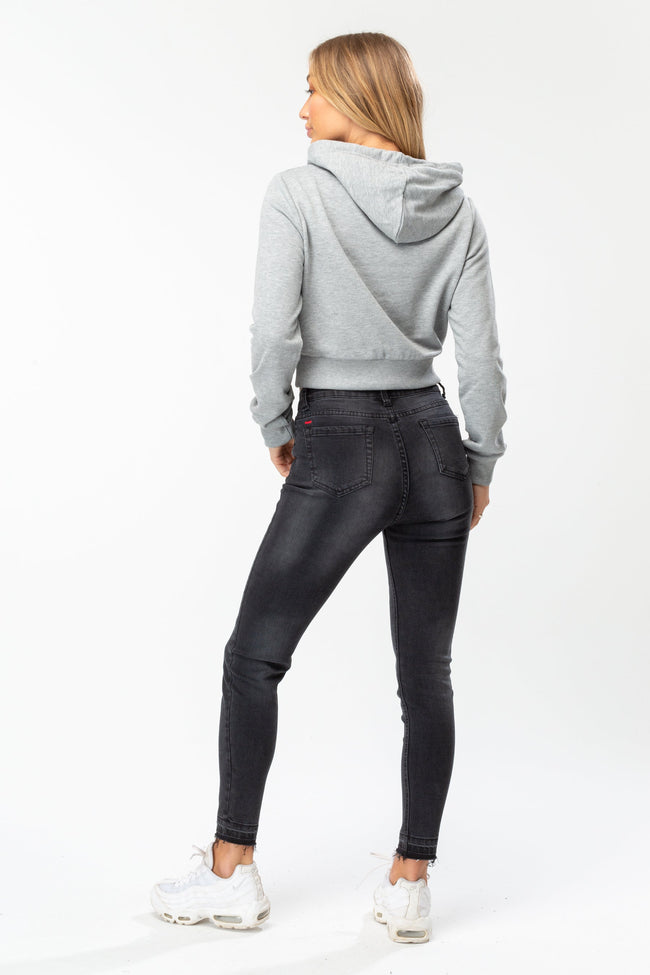 HYPE GREY SCRIPT WOMEN'S CROP HOODIE