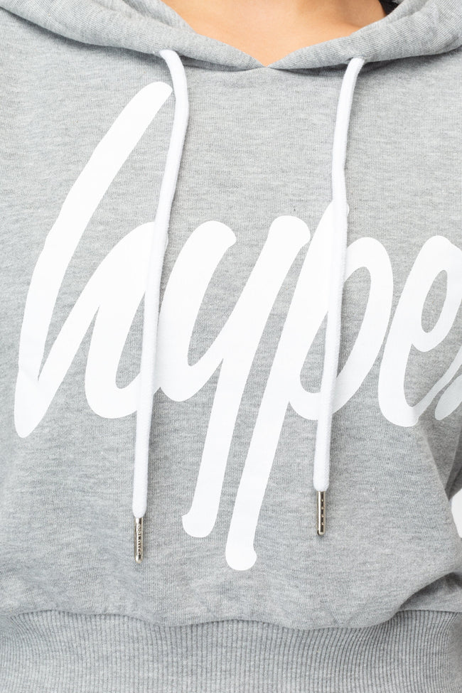 HYPE GREY SCRIPT WOMEN'S CROP HOODIE