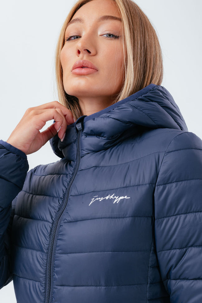 HYPE NAVY WOMEN'S LIGHTWEIGHT PUFFER JACKET