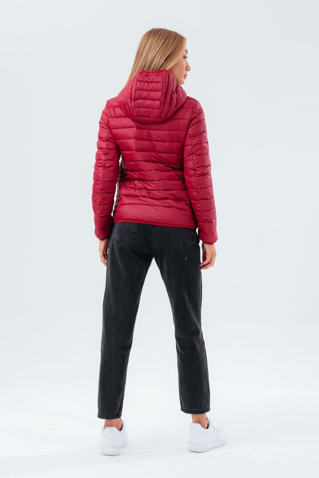 HYPE BURGUNDY WOMEN'S LIGHTWEIGHT PUFFER JACKET