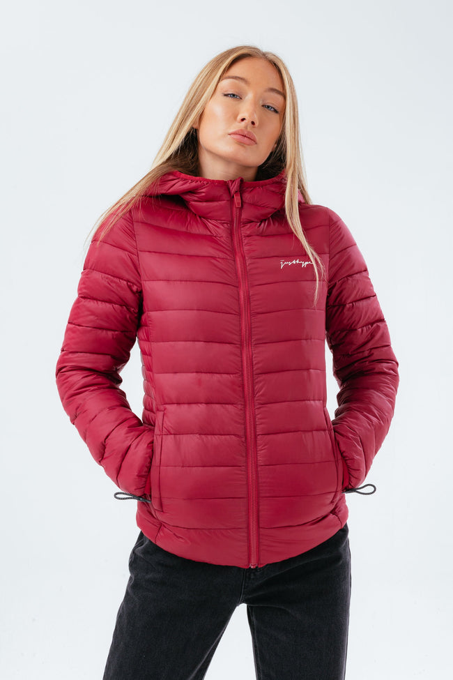 HYPE BURGUNDY WOMEN'S LIGHTWEIGHT PUFFER JACKET