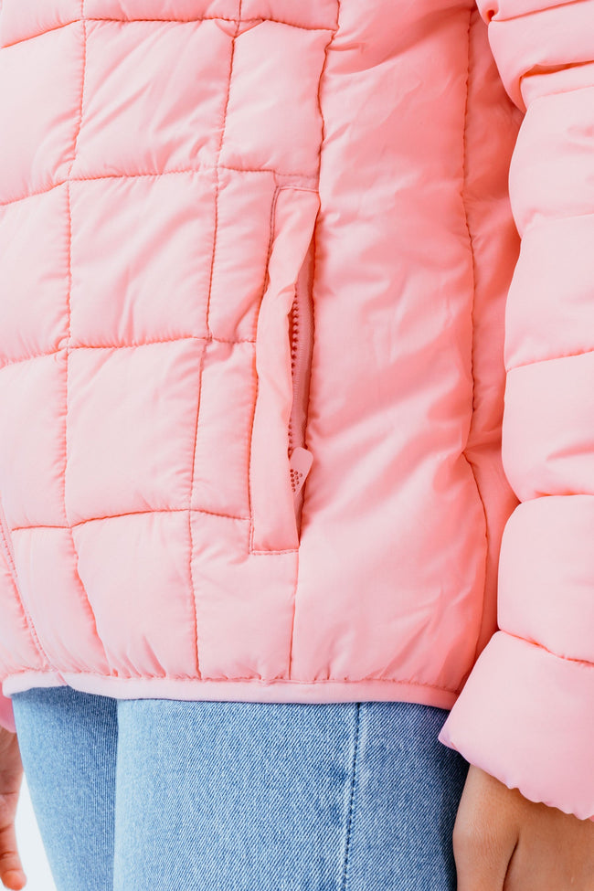 HYPE PALE PINK BAFFLED GIRLS CASUAL JACKET