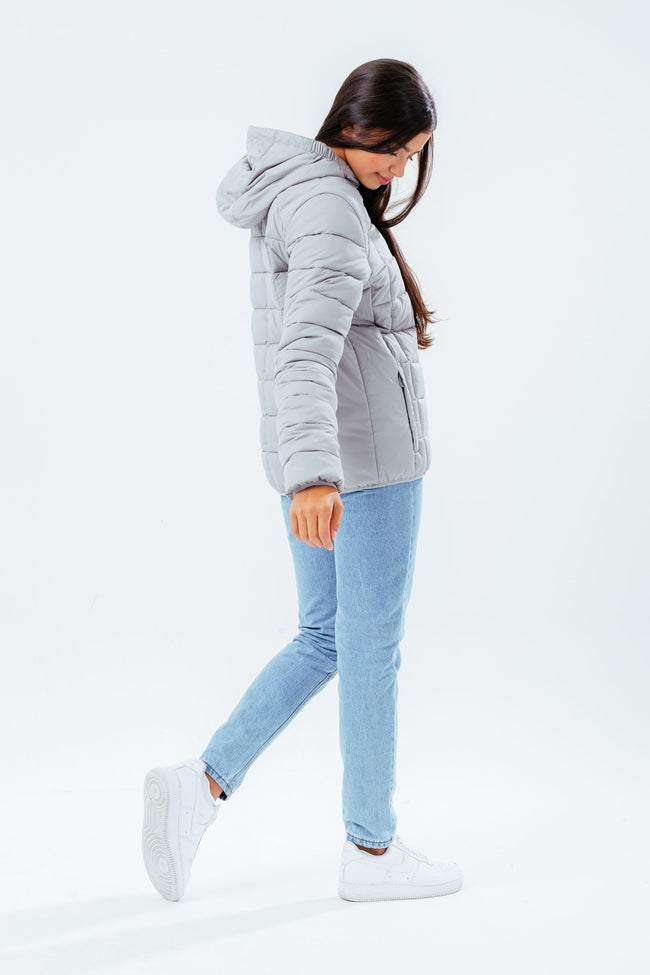 HYPE GREY PINK BAFFLED GIRLS CASUAL JACKET