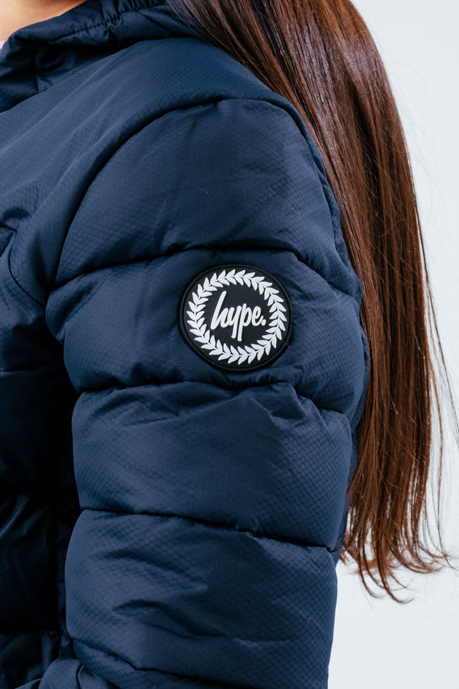 HYPE NAVY PINK BAFFLED GIRLS CASUAL JACKET