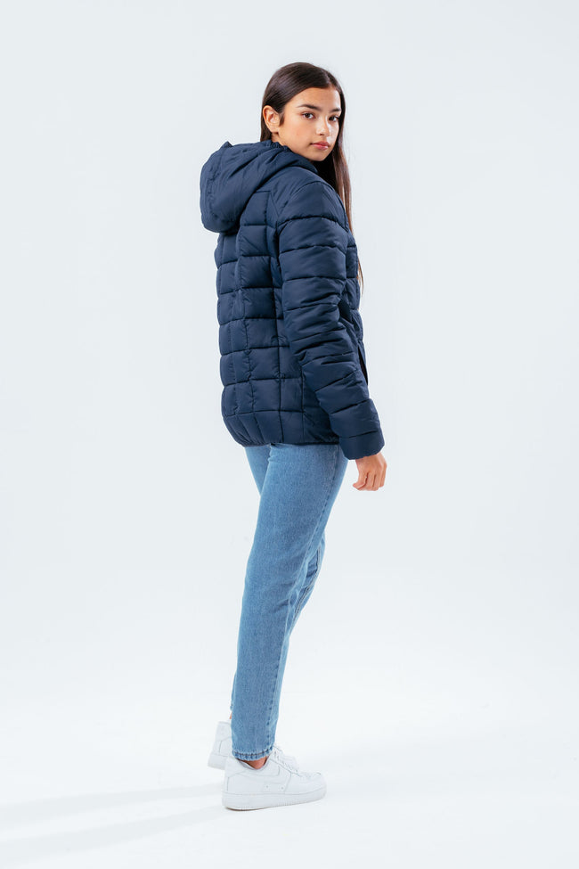 HYPE NAVY PINK BAFFLED GIRLS CASUAL JACKET