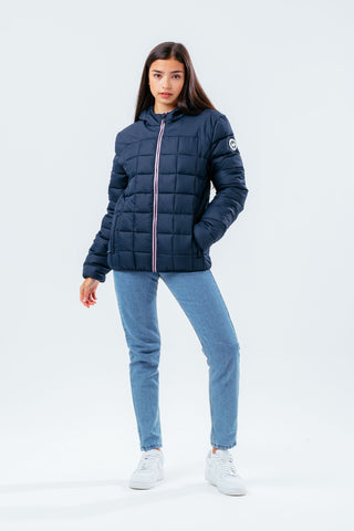 HYPE NAVY PINK BAFFLED GIRLS CASUAL JACKET