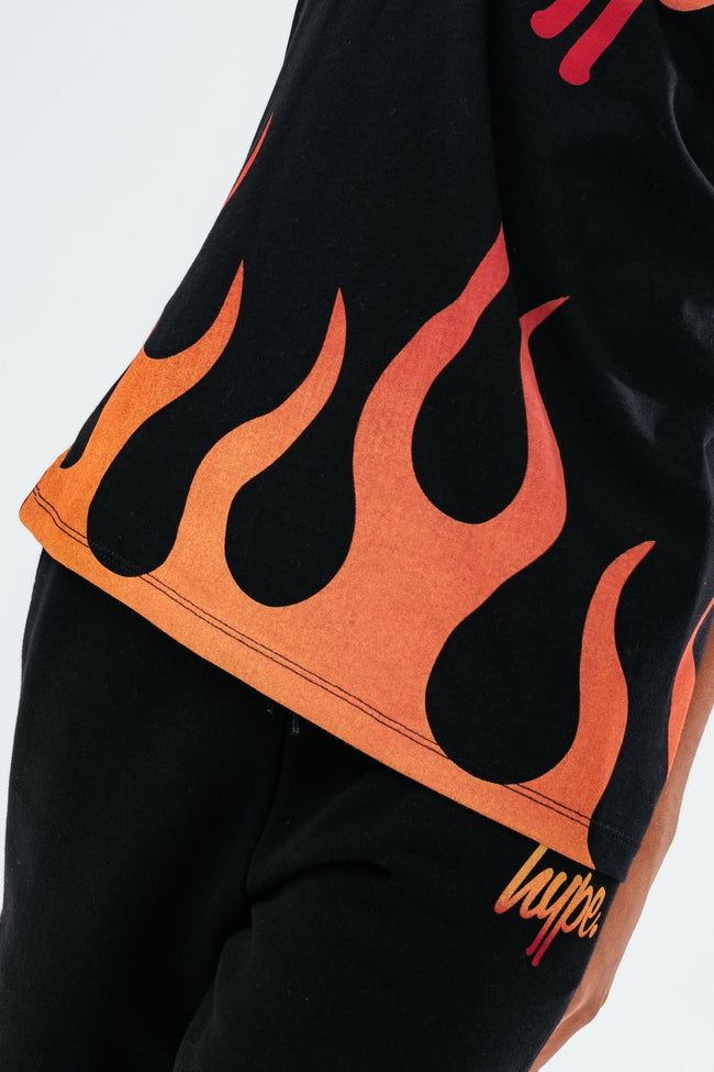 HYPE BLACK FLAME HEM BOYS T-SHIRT