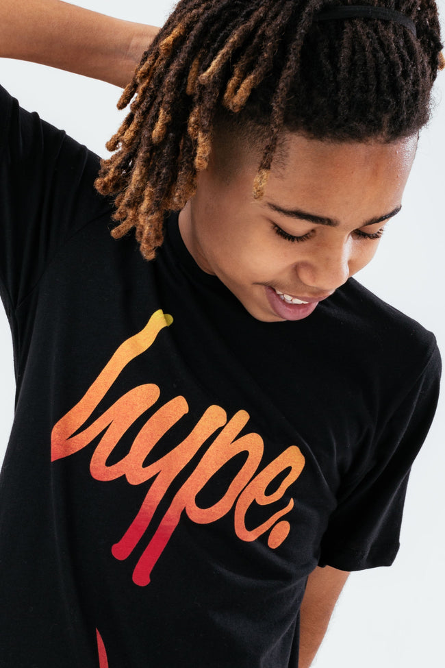 HYPE BLACK FLAME HEM BOYS T-SHIRT