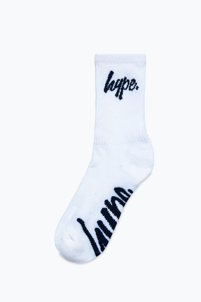 HYPE KIDS RED BLUE WHITE SCRIPT 3 PACK CREW SOCKS