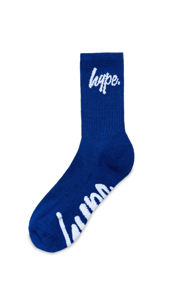 HYPE KIDS RED BLUE WHITE SCRIPT 3 PACK CREW SOCKS