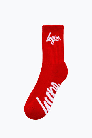 HYPE KIDS RED BLUE WHITE SCRIPT 3 PACK CREW SOCKS