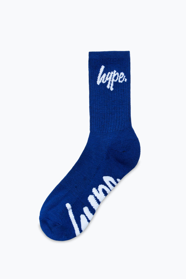 HYPE KIDS RED BLUE WHITE SCRIPT 3 PACK CREW SOCKS