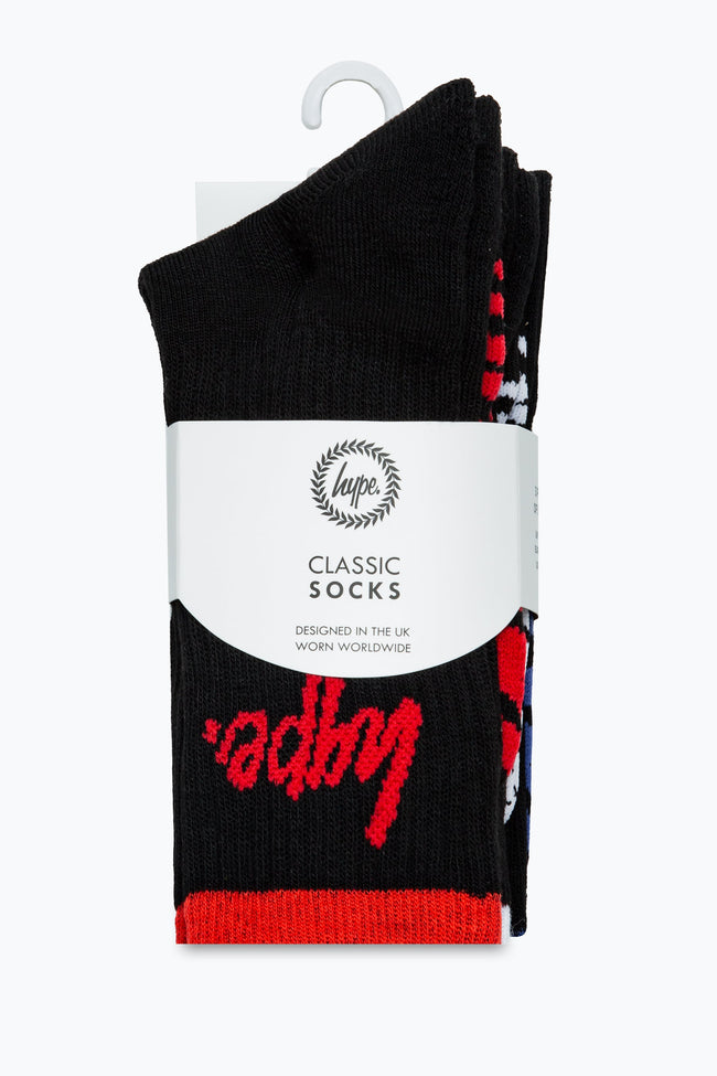 HYPE KIDS BLACK MULTI 3 PACK CREW SOCKS