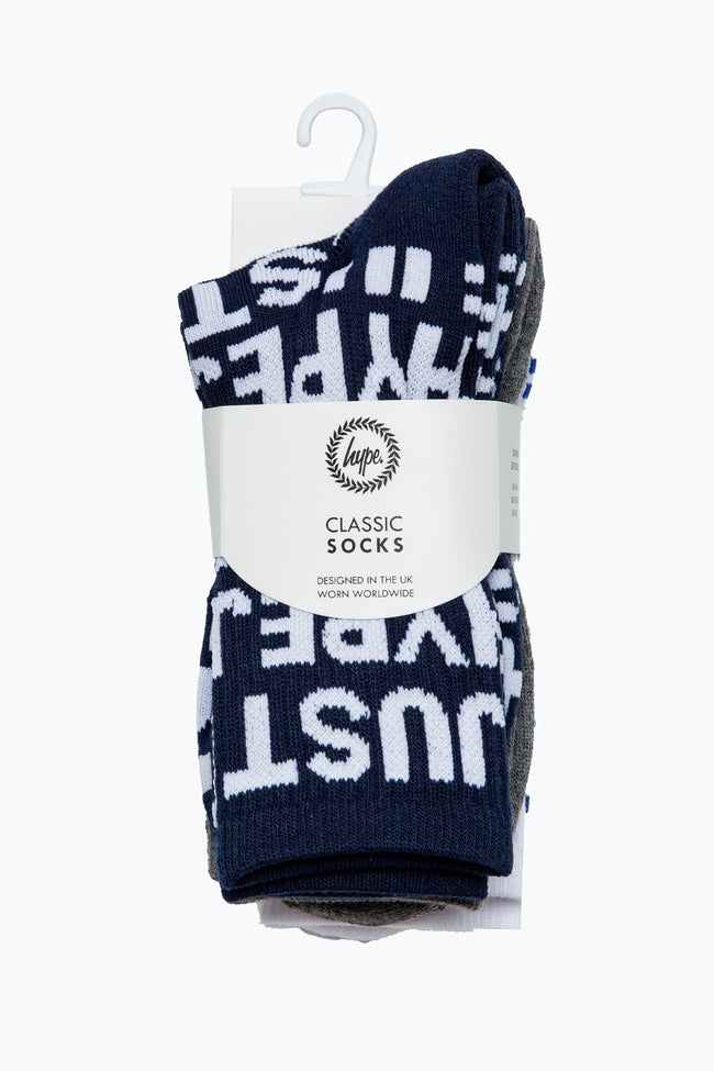 HYPE KIDS NAVY JUST HYPE 3 PACK CREW SOCKS