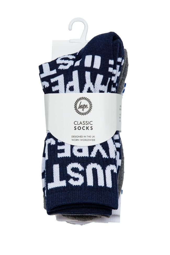 HYPE KIDS NAVY JUST HYPE 3 PACK CREW SOCKS