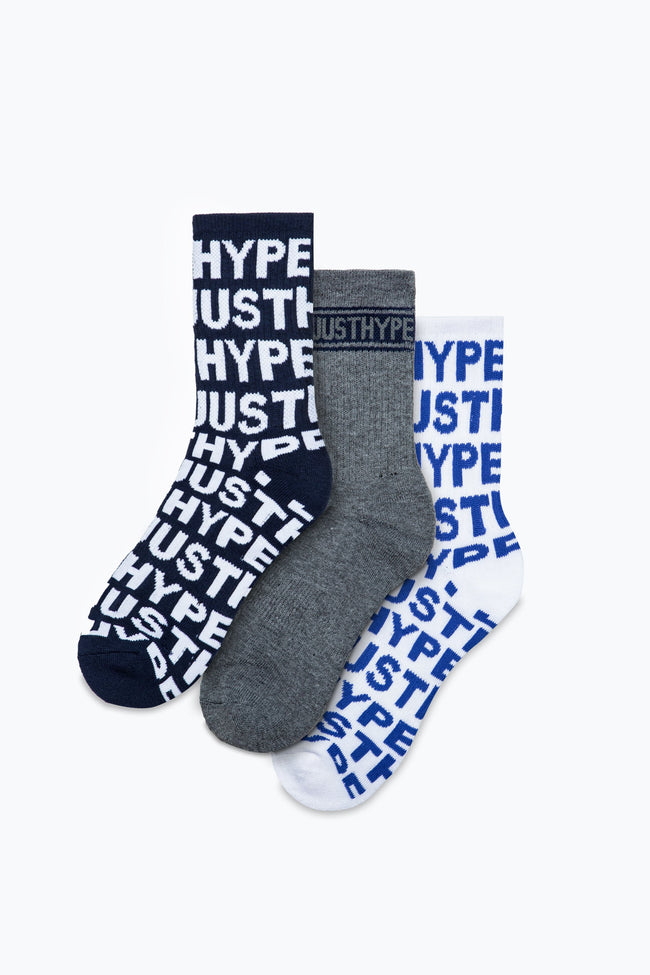 HYPE KIDS NAVY JUST HYPE 3 PACK CREW SOCKS