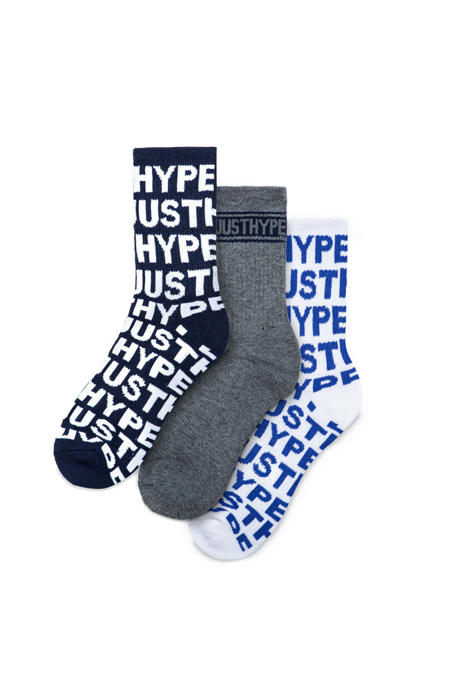 HYPE KIDS NAVY JUST HYPE 3 PACK CREW SOCKS