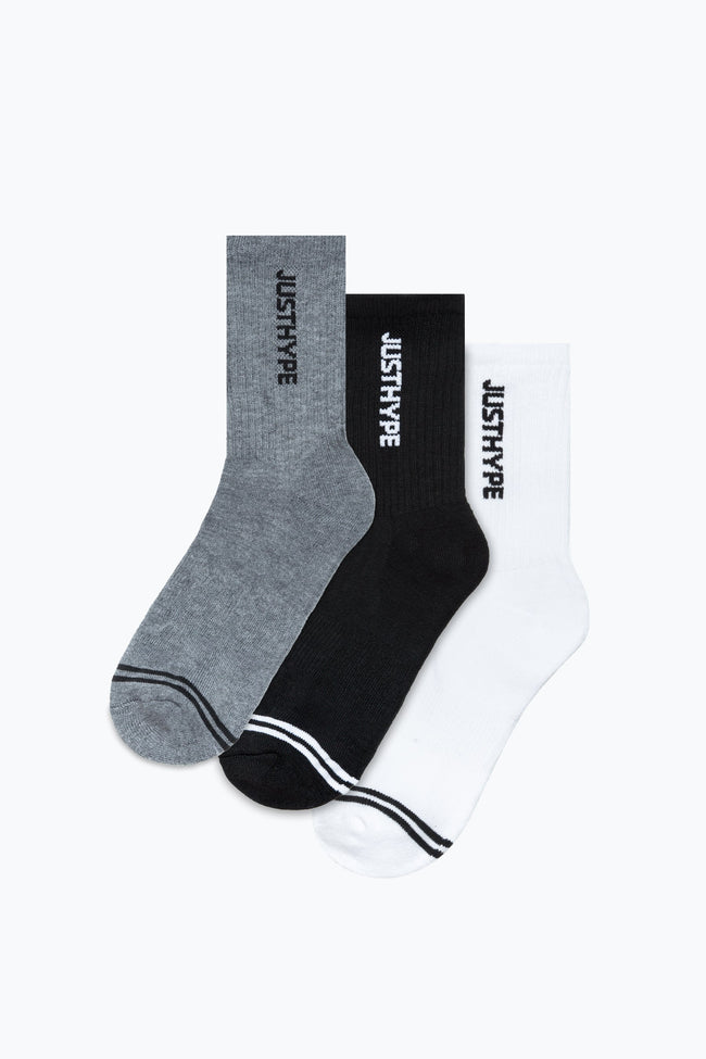 HYPE KIDS MONO JUST HYPE 3 PACK CREW SOCKS