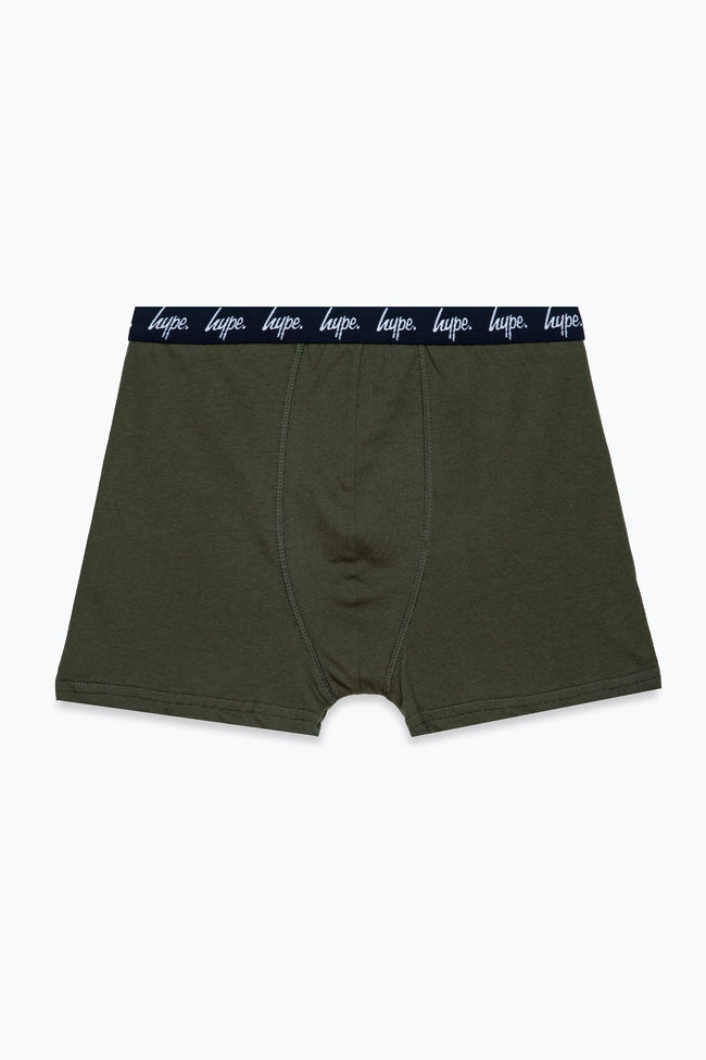 HYPE BOYS NAVY KHAKI BLACK 3 PACK BOXERS