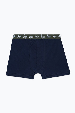 HYPE BOYS NAVY KHAKI BLACK 3 PACK BOXERS