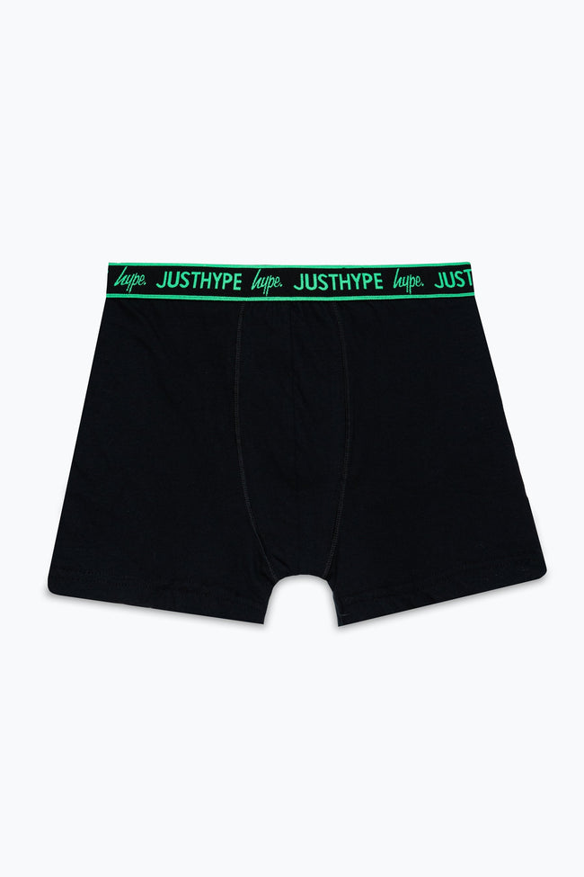 HYPE BOYS BLACK JUSTHYPE LOGO WAISTBAND 3 PACK BOXERS