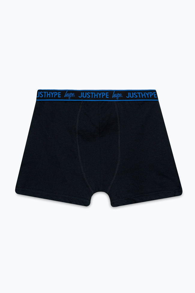 HYPE BOYS BLACK JUSTHYPE LOGO WAISTBAND 3 PACK BOXERS