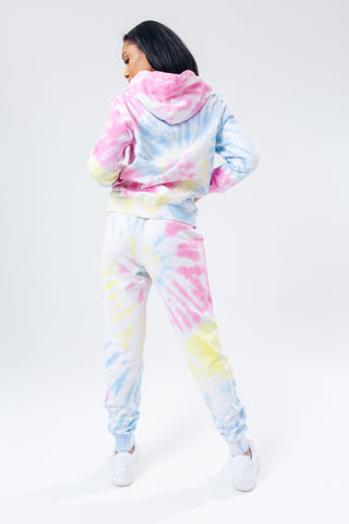 HYPE RAINBOW PASTEL TIE DYE SCRIBBLE LOGO WOMEN'S HOODIE