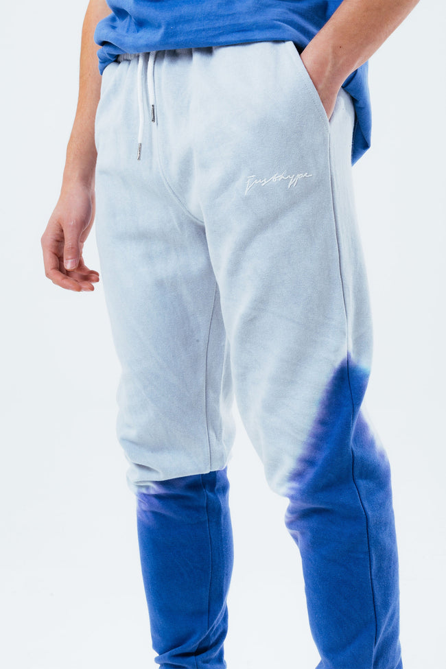 HYPE GREY NAVY TIE DYE SCRIBBLE LOGO MEN'S JOGGERS