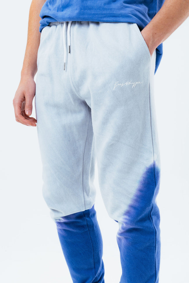 HYPE GREY NAVY TIE DYE SCRIBBLE LOGO MEN'S JOGGERS