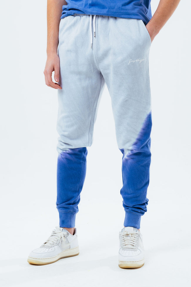 HYPE GREY NAVY TIE DYE SCRIBBLE LOGO MEN'S JOGGERS