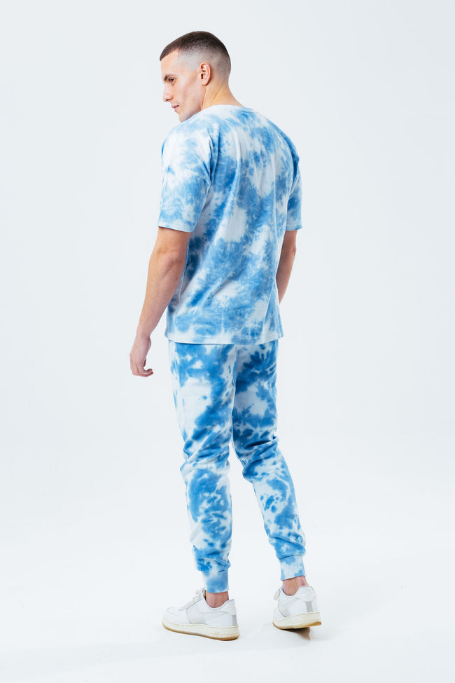 HYPE NAVY TIE DYE SCRIBBLE LOGO MEN'S OVERSIZED T-SHIRT