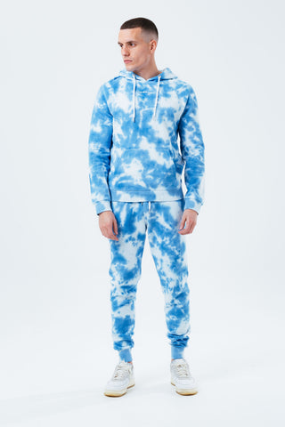 HYPE NAVY TIE DYE SCRIBBLE LOGO MEN'S PULLOVER HOODIE