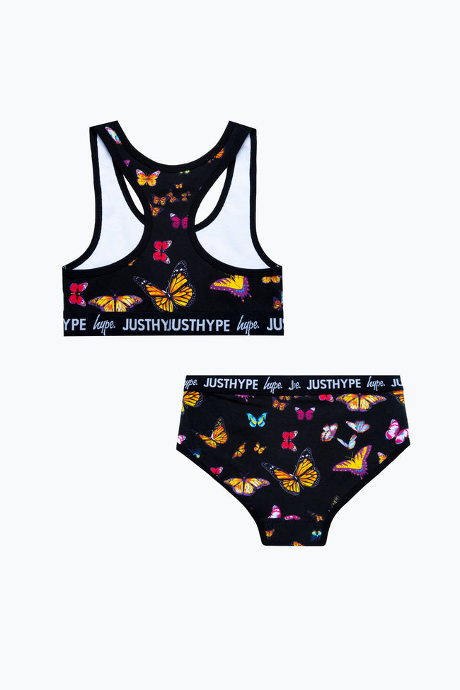 HYPE GIRLS BLACK BUTTERFLY UNDERWEAR SET