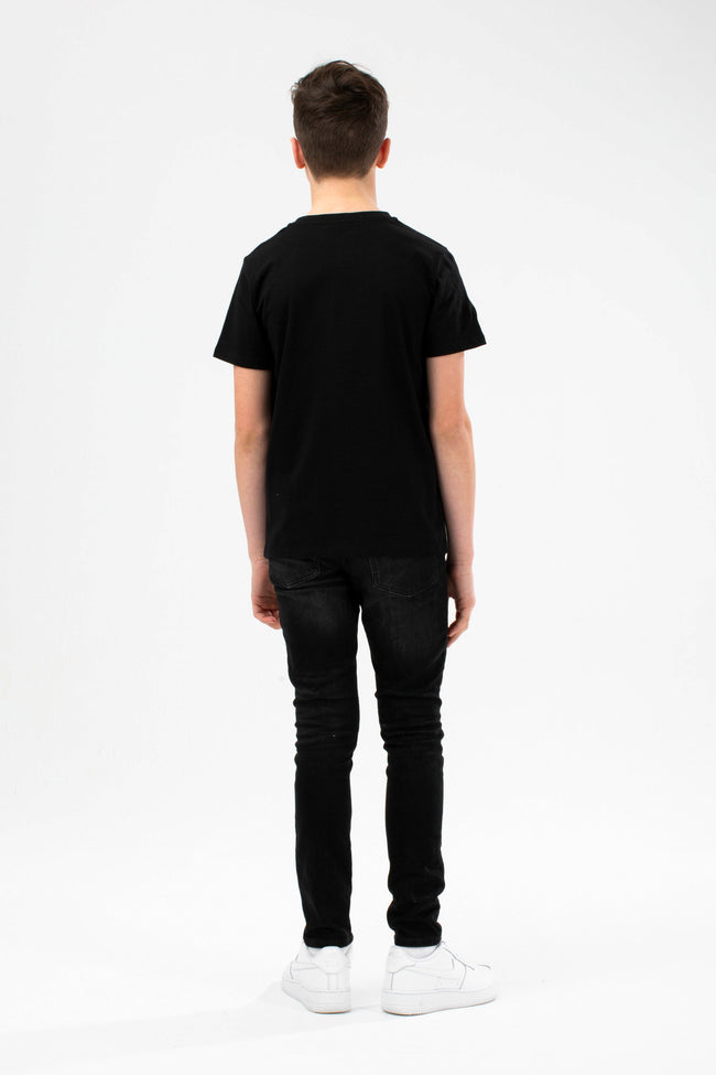 HYPE BOYS BLACK MULTI BOX DRIP SCRIPT T-SHIRT