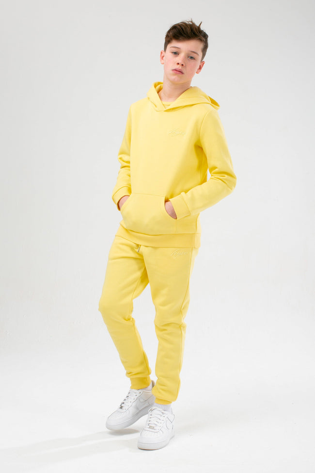 HYPE YELLOW KIDS OVERHEAD HOODIE & JOGGERS SET