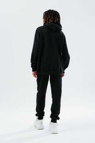 HYPE BLACK DOUBLE LOGO SCRIPT BOYS PULLOVER HOODIE TRACKSUIT SET