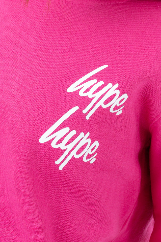 HYPE DARK PINK DOUBLE LOGO SCRIPT GIRLS TRACKSUIT SET