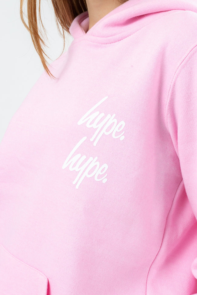 HYPE LIGHT PINK DOUBLE LOGO SCRIPT GIRLS TRACKSUIT SET