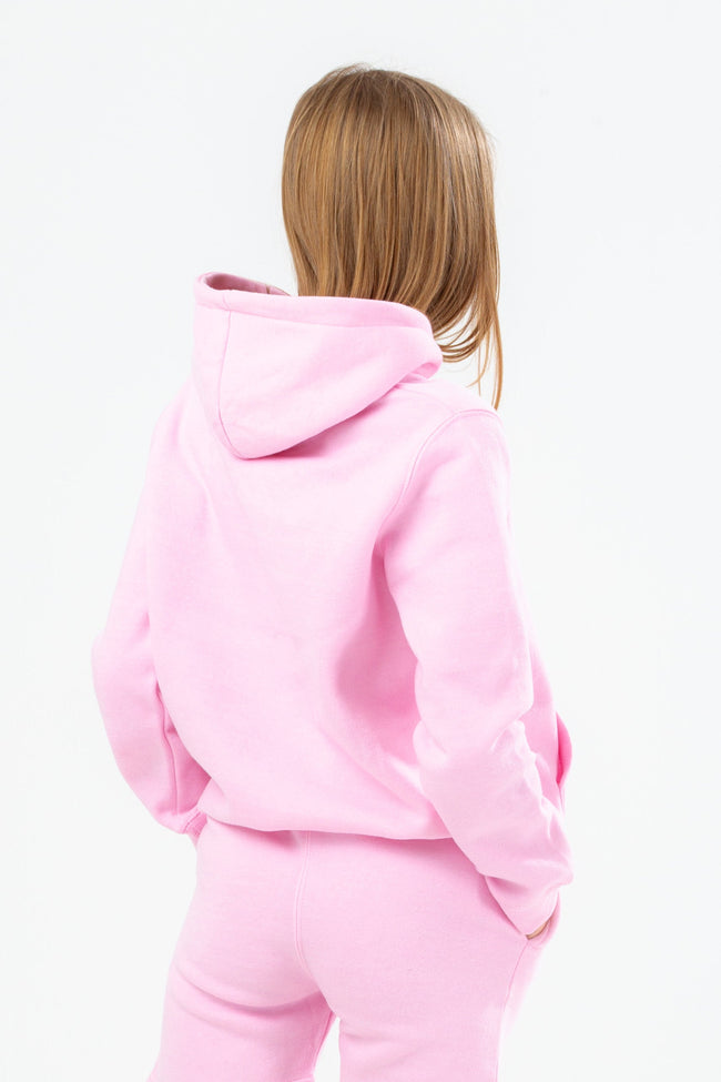 HYPE LIGHT PINK DOUBLE LOGO SCRIPT GIRLS TRACKSUIT SET