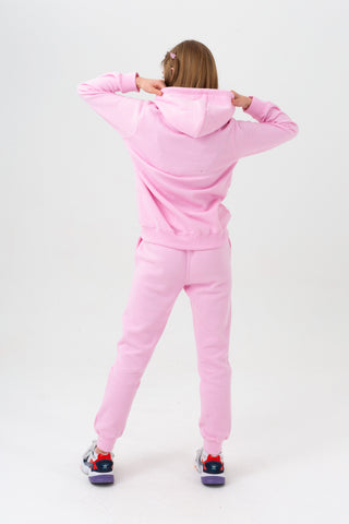 HYPE LIGHT PINK DOUBLE LOGO SCRIPT GIRLS TRACKSUIT SET