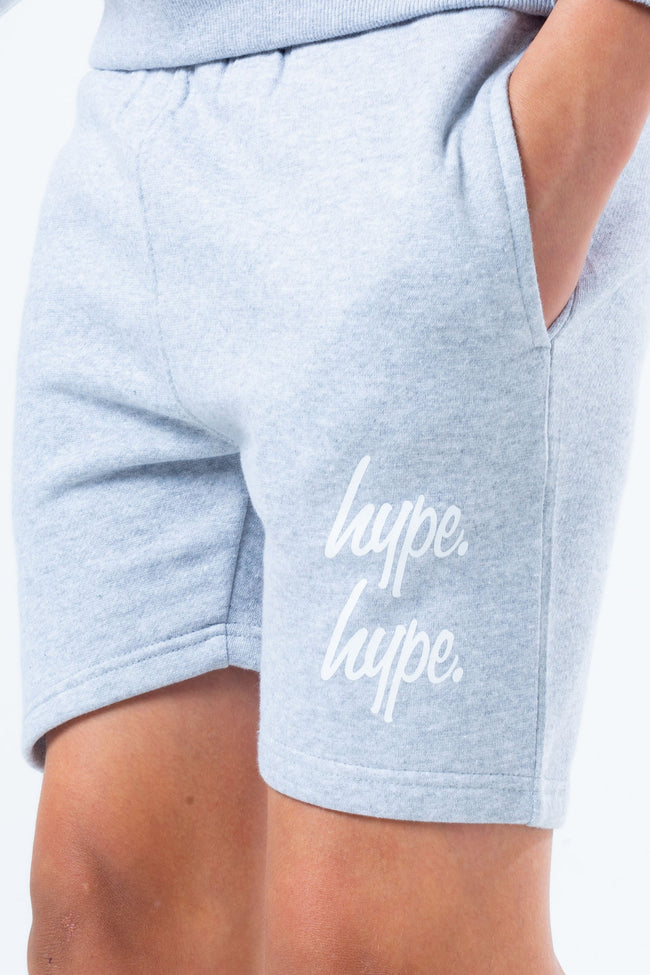 HYPE GREY DOUBLE LOGO SCRIPT BOYS SWEATER AND SHORTS SET