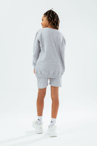 HYPE GREY DOUBLE LOGO SCRIPT BOYS SWEATER AND SHORTS SET