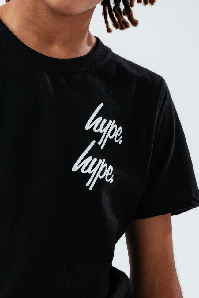 HYPE BLACK DOUBLE LOGO SCRIPT BOYS T-SHIRT