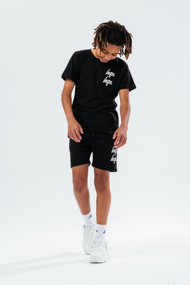 HYPE BLACK DOUBLE LOGO SCRIPT BOYS T-SHIRT