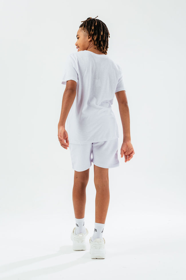 HYPE WHITE DOUBLE LOGO SCRIPT BOYS T-SHIRT