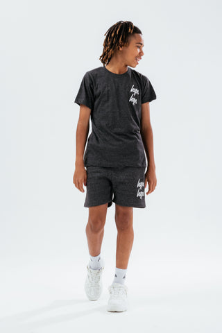 HYPE DARK GREY DOUBLE LOGO SCRIPT BOYS T-SHIRT