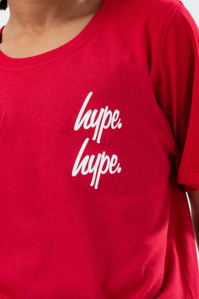 HYPE RED DOUBLE LOGO SCRIPT BOYS T-SHIRT