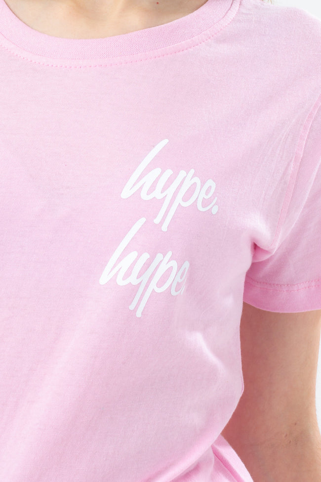 HYPE PINK DOUBLE LOGO SCRIPT GIRLS T-SHIRT