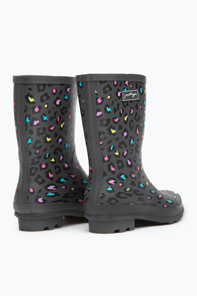 HYPE BLACK RAINBOW LEOPARD WOMEN'S WELLIES