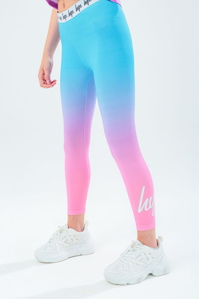 HYPE BLUE & PINK FADE KIDS LEGGINGS